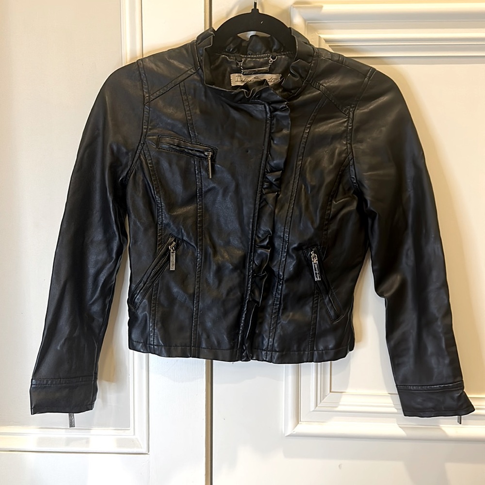 Indigo Saints Girls Youth M Faux Leather Black Jacket